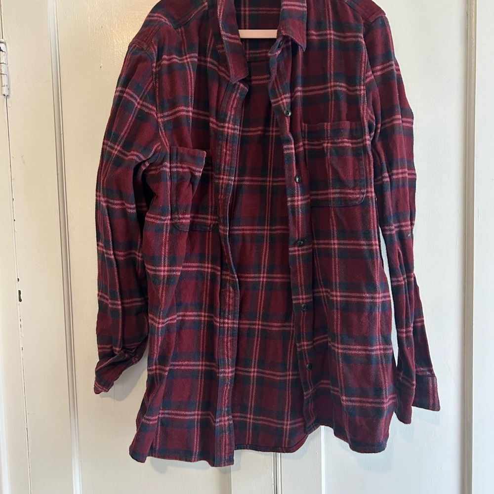 Deep Pink Plaid Flannel Madewell Shirt